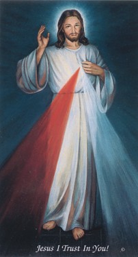 Featured is the Divine Mercy image as painted by Adolf Hyla.  Original prayer cards are available in The unltd.com Store.